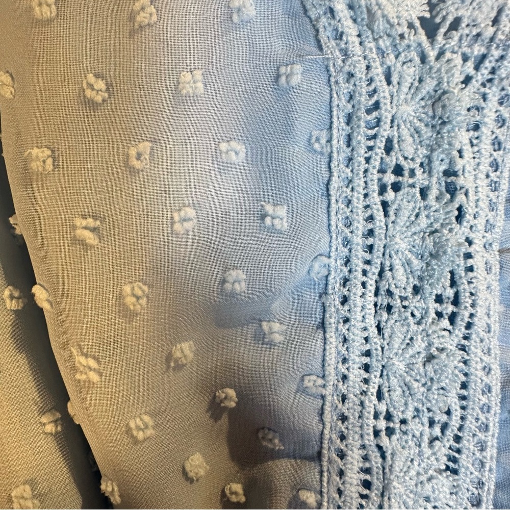 Powder Blue Midi Sundress with Puff Sleeves and Sailor Collar - Picture 7 of 10